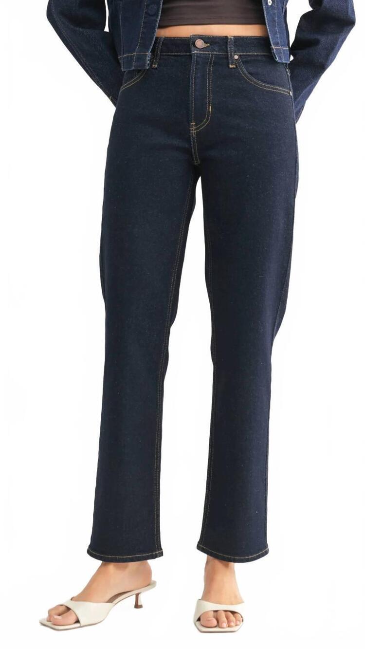 NEW JUST BLACK DENIM mid rise full length straight jeans in super dark